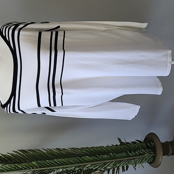 Cato white with black stripes wide neck 3/4 sleeve sweater NWT - Picture 2 of 11